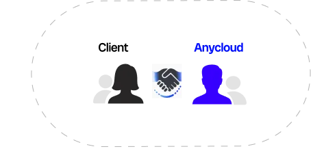 同化スタイルにおけるClientとAnycloudの連携イメージ図